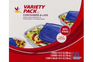 Ahold Variety Pack Containers & Lids - 12 CT