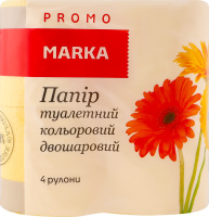 Бумага туалетная цветная 2-х слойная Marka Promo 4шт