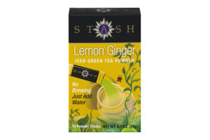 Stash Lemon Ginger Iced Green Tea Powder Sticks - 10 CT