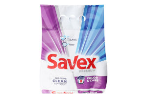 Средство моющее порошкообразное для автоматической стирки Color&Care Premium Savex 1.2кг