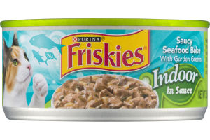 Purina Friskies Indoor Saucy Seafood Bake with Garden Greens Cat Food