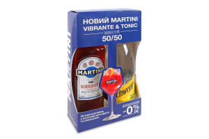 Набір Напій безалкогольний 0.75л 0.5% Vibrante Martini + напій безалкогольний Indian Tonic Schweppes 0.75л к/у