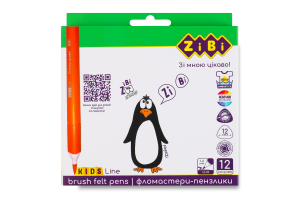 Набір фломастерів-пензликів кольорових 12 кольорів №ZB.2822 Kids line ZiBi 12шт