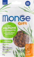 Ласощі д/котів Gift Hairball Лосось та котяча м'ята 60г Monge