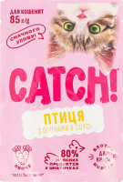 Корм влажный полнорационный для котят с птицей и овощами в соусе Catch! д/п 85г