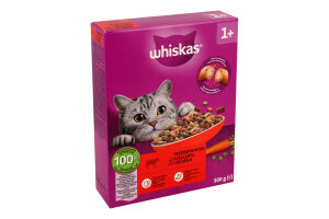 Корм сухий повнораціонний для дорослих котів з яловичиною Whiskas к/у 300г