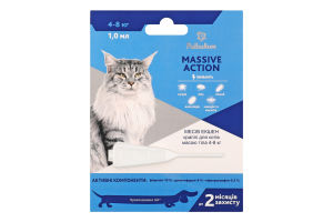 Капли для котов массой тела 4-8кг Massive Action Palladium 1мл