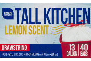 Smart Sense Tall Kitchen 13 Gallon Bags Lemon Scent - 40 CT