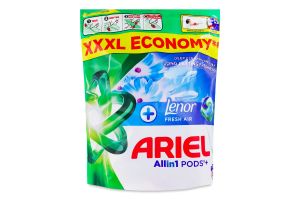 Засіб миючий синтетичний рідкий у розчинних капсулах з дотиком Lenor Свіже повітря Ariel 44х20.8г