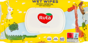 Серветки вологі Веселі звірята Selecta Ruta 60шт