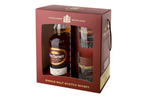 Набір Віскі 40% 0,7л+Cклянка 300мл 2шт коробка Glen Turner