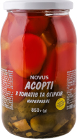 Асорті томати огірки марин. Novus 850г
