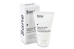 Крем для лица для чувствительной кожи с гиалуроновой кислотой + витамин C + E Sane 40мл