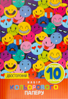 Папір кольоровий А4 двосторонній скоба 10аркушів Апельсин