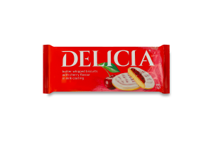 Печенье сдобное сбивное в молочной глазури со вкусом вишни Delicia м/у 135г