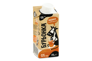 Сливки 15% ультрапастеризованные Бурьонка т/п 200г