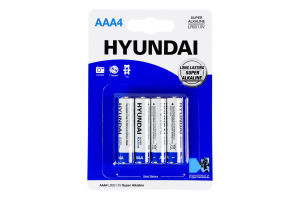 Батарейка AAA4 1.5V LR03 Super Alkaline Hyundai 4шт
