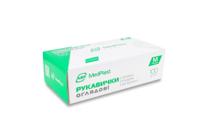 Рукавички оглядові латексні з пудрою нестерильні р.M 100шт МедПласт