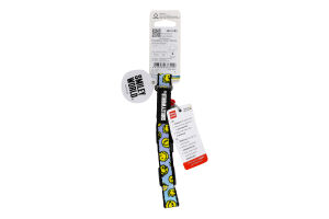 Нашийник д/собак Смайли на блакитному з QR паспортом нейлон пластиковий фастекс р.S 15мм L25-35см WauDog