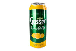 Пиво спеціальне 0.5л 2% світле фільтроване пастеризоване Natur Radler Gosser з/б