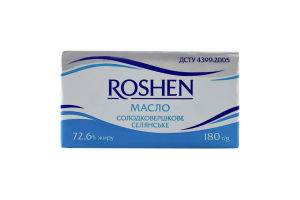 Масло 72.6% сладкосливочное Крестьянское Roshen м/у 180г