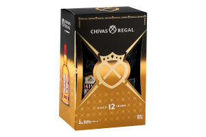 Набор подарочный Виски 700мл 40% шотландский купажированный 12 лет + 2 стакана Chivas Regal к/у
