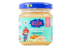 Пюре для детей от 6мес Овощное ассорти с индейкой Elfik Magic с/б 100г