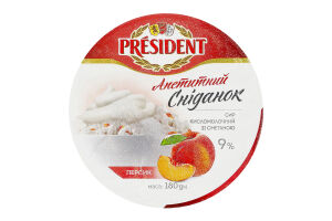 Творог 9% со сметаной и наполнителем Персик President ст 180г