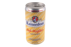 Пиво 0.25л 4.7% світле пшеничне нефільтроване непастеризоване Hefe-Weisbier Kaiserdom з/б