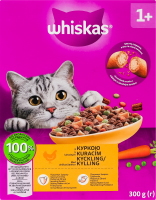 Корм сухой полнорационный для взрослых котов с курицей Whiskas к/у 300г