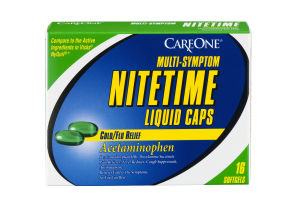 CareOne Nitetime Liquid Caps Cold/Flu Relief - 16 CT