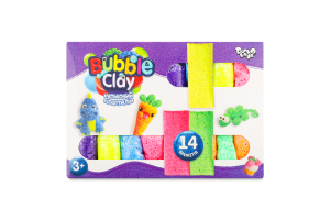 Набір д/творчості Bubble Clay кульковий пластилін 14брикетів Danko toys