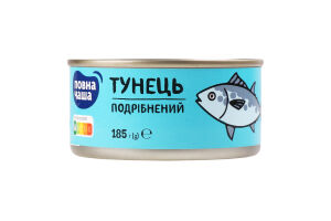 Тунец измельченный в рассоле стерилизованный Повна Чаша ж/б 185г