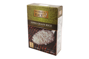 Рис длиннозернистый в пакетиках World's Rice к/у 5х80г
