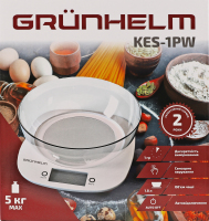 Ваги кухонні білі з чашою до 5кг Grunhelm