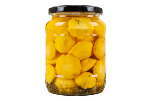 Патиссоны мини маринованные слабокислые стерилизованные Премиум Natur Bravo в/с c/б 670г
