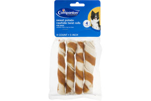 Companion Dog Rawhide Twist Rolls Sweet Potato 5 Inch - 4 CT