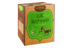 Сок неосветленный пастеризованный яблочный Коник к/у 3л