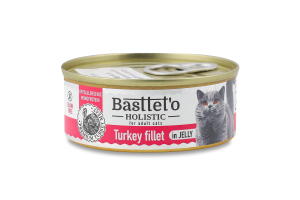 Корм д/котів шматочки філе індички в желе 85г ж/б Basttet"o Holistic