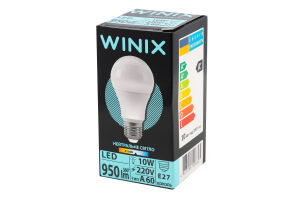 Лампа нейтральне світло A60 10W E27 4100K LED Winix 1шт