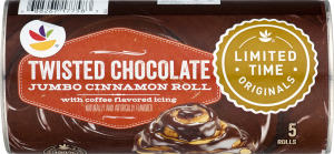 Ahold Twisted Chocolate Jumbo Cinnamon Rolls with Coffee Flavored Icing - 5 CT