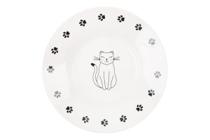 Миска д/котів 200мл біла кераміка пласка з принтом 15см Trixie