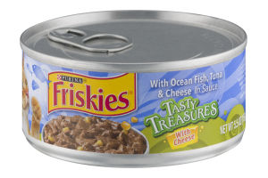 Purina Friskies Tasty Treasures Cat Food With Ocean Fish, Tuna & Cheese In Sauce
