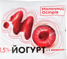 Йогурт 1.5% вишневий з цукром Молочний острів м/у 400г