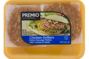 Premio Chicken Grillers Italian Sausage Patties with Cheese & Garlic
