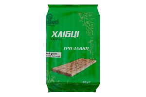 Хлібці хрусткі без дріжджів без цукру Три злаки Galleti м/у 100г