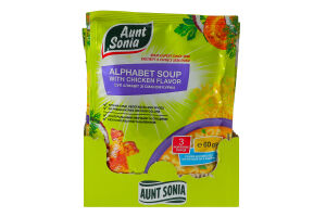Суп з макаронними виробами та сушеними овочами зі смаком курки Алфавіт Aunt Sonia м/у 60г