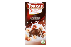 Шоколад молочний з лісовим горіхом без цукру без глютену 75г Торас