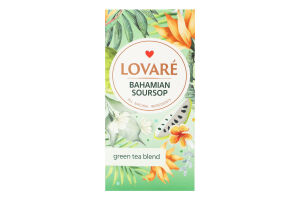 Чай зелений байховий дрібний з фруктами пелюстками квітів та ароматом саусепу Bahamian Soursop Lovare к/у 24х1.5г