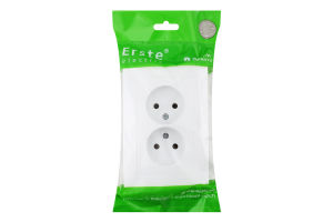 Розетка біла подвійна без заземлення Ерсте